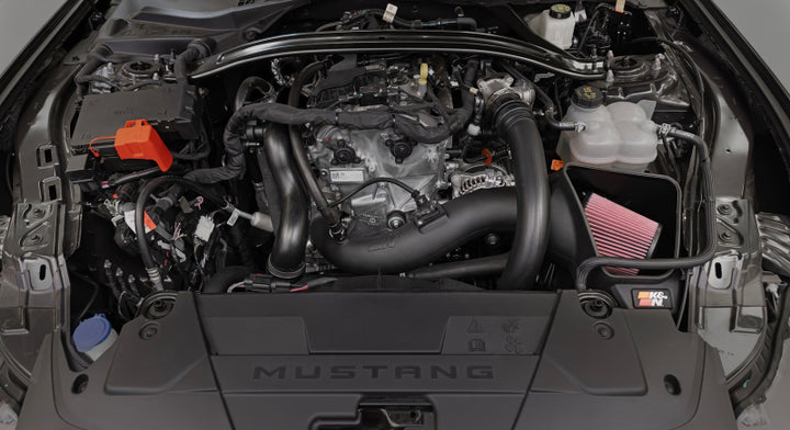 K&N 2024 Ford Mustang Ecoboost L4-2.3L F/L Turbo AirCharger - Cold Air Intake System - Bull Strap
