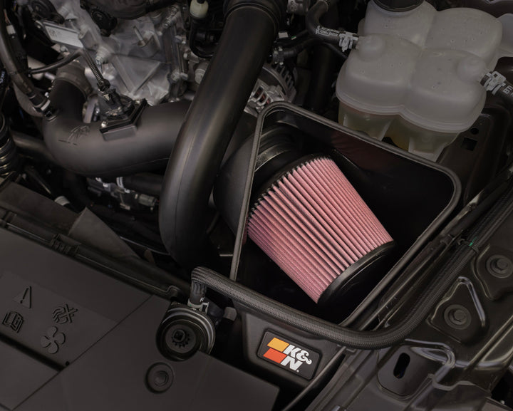 K&N 2024 Ford Mustang Ecoboost L4-2.3L F/L Turbo AirCharger - Cold Air Intake System - Bull Strap