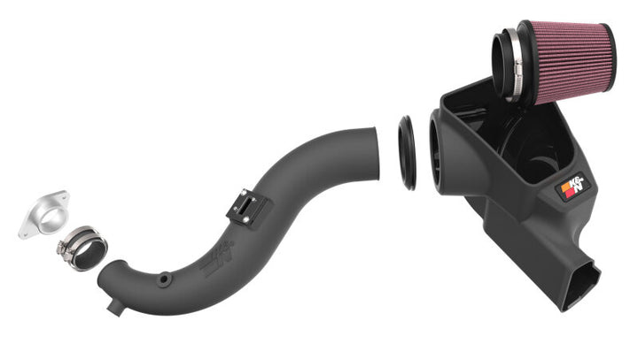 K&N 2024 Ford Mustang Ecoboost L4-2.3L F/L Turbo AirCharger - Cold Air Intake System - Bull Strap