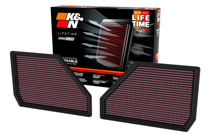 K&N 25+ BMW X5 M V8-4.4L High-Flow Replacement Air Filter - Bull Strap