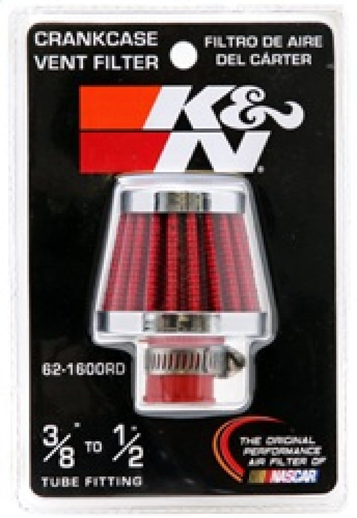 K&N 2in Base OD x .375in Flange ID x 1.75in H Rubber Base Crankcase Vent Filter - Bull Strap