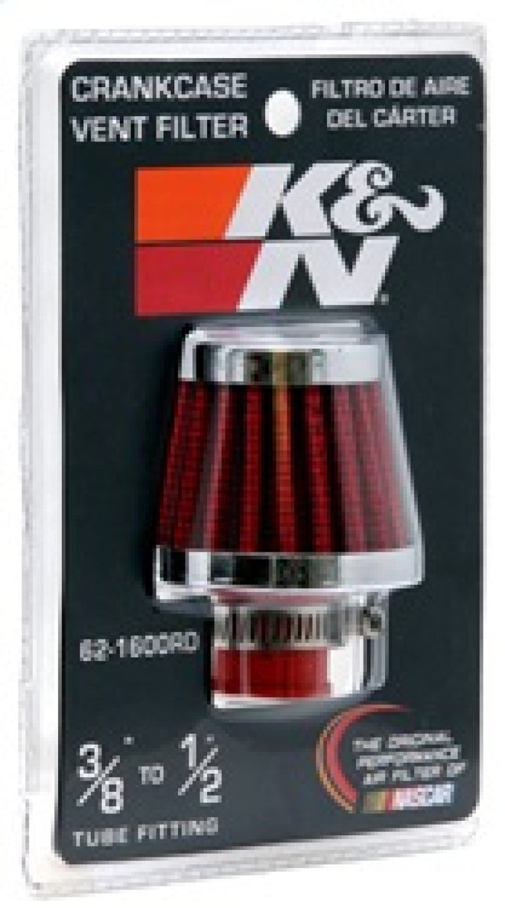 K&N 2in Base OD x .375in Flange ID x 1.75in H Rubber Base Crankcase Vent Filter - Bull Strap