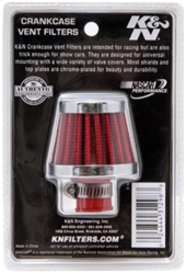 K&N 2in Base OD x .375in Flange ID x 1.75in H Rubber Base Crankcase Vent Filter - Bull Strap