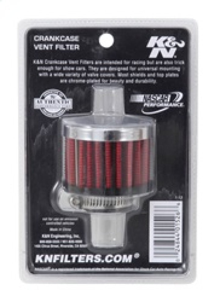 K&N 3/4 inch ID 2 inch OD 1.5 inch H Clamp On Crankcase Vent Filter - Bull Strap