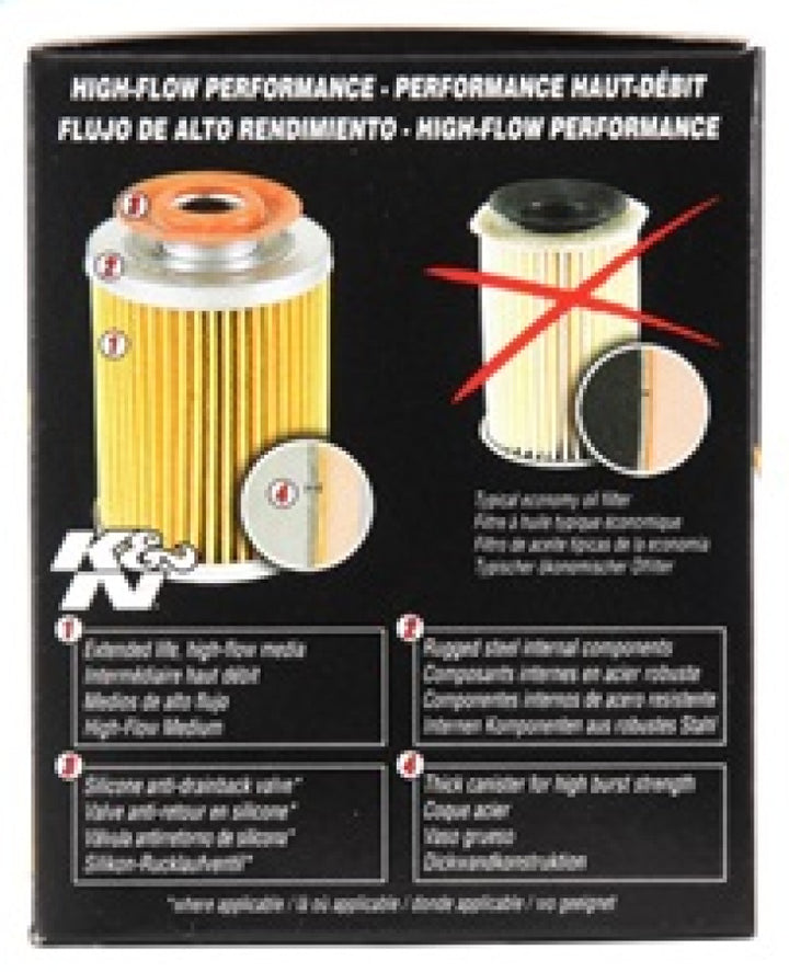 K&N 3.74inch / 2.98 OD Performance Gold Oil Filter - Bull Strap