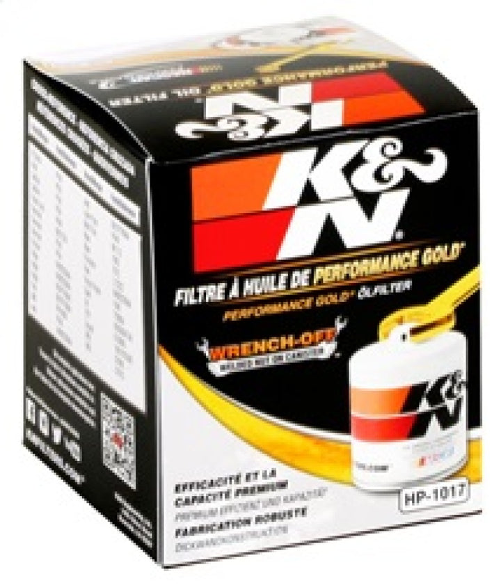 K&N 3.74inch / 2.98 OD Performance Gold Oil Filter - Bull Strap
