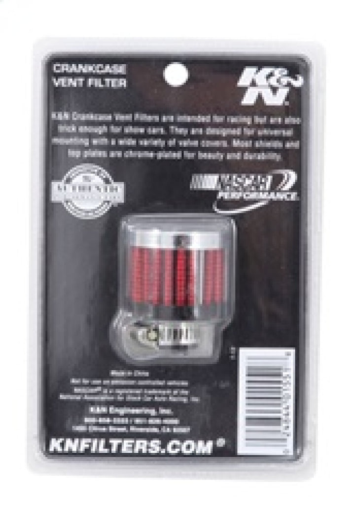 K&N .315/.431 Flange 1 3/8 inch OD 1.5 inch H Clamp On Crankcase Vent Filter - Bull Strap