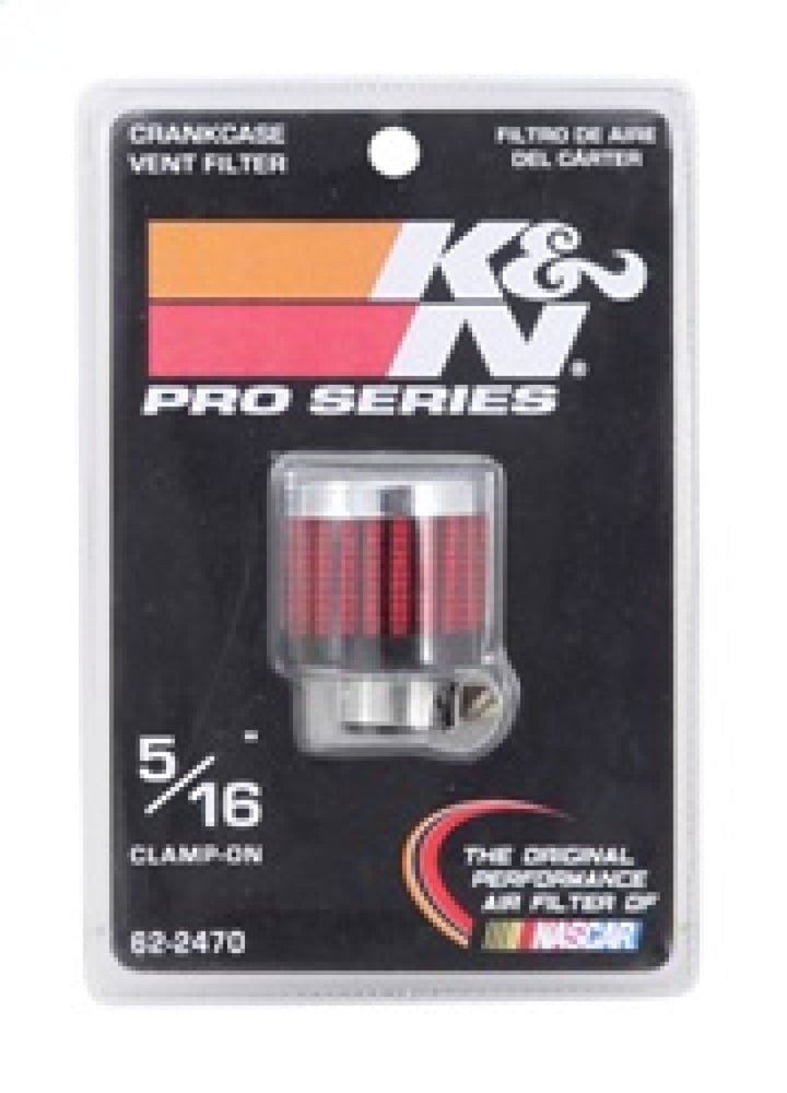 K&N .315/.431 Flange 1 3/8 inch OD 1.5 inch H Clamp On Crankcase Vent Filter - Bull Strap