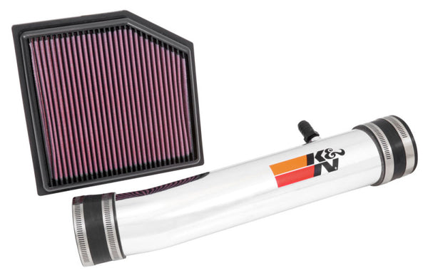 K&N 69 Series Performance Typhoon Intake Kit - Polished for 13-14 Lexus GS350 3.5L V6 - Bull Strap