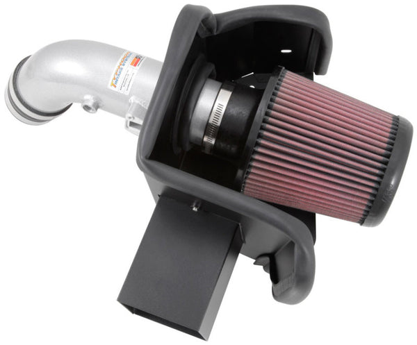 K&N 69 Series Typhoon Performance Intake Kit - Silver for 13-14 Nissan Altima 2.5L L4 - Bull Strap