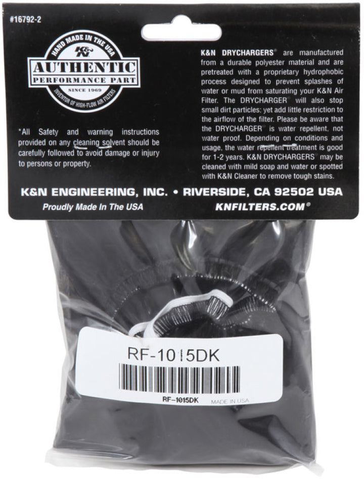 K&N Air Filter Wrap Drycharger - Black - Bull Strap