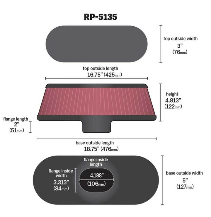K&N Air Filter with Carbon Fiber Top and Base - Bull Strap