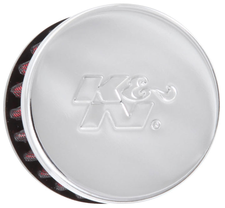 K&N Clamp On Rubber Base Crankcase Vent Filter 0.375in Flange ID x 2in OD x 1.5in Height - Bull Strap