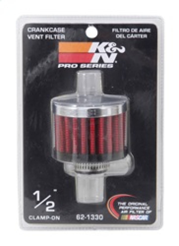 K&N Clamp On Rubber Base Crankcase Vent Filter 0.5in Flange ID 2in OD 1.5in Height - Bull Strap
