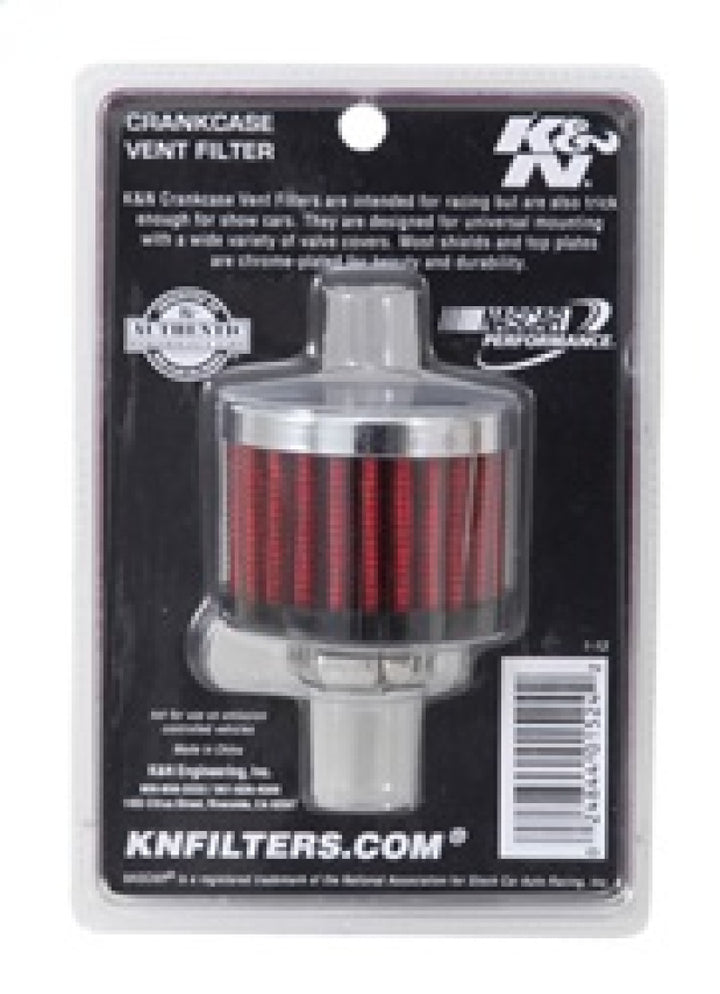 K&N Clamp On Rubber Base Crankcase Vent Filter 0.5in Flange ID 2in OD 1.5in Height - Bull Strap