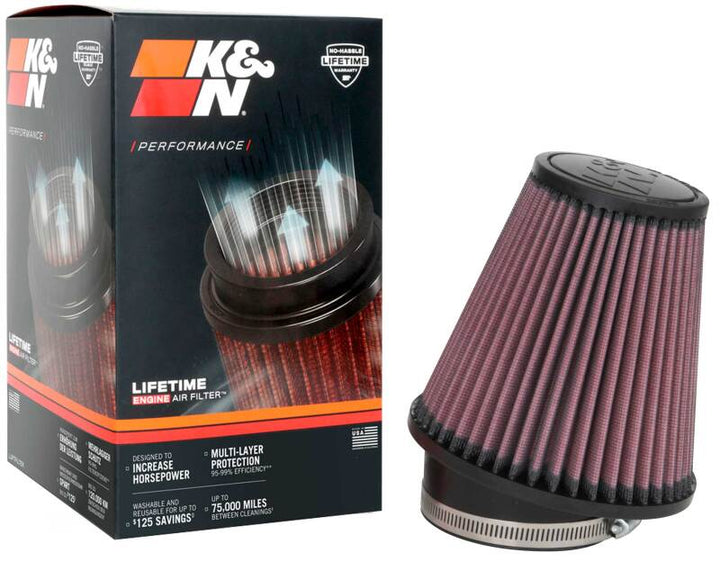 K&N Filter Universal Rubber Filter 3 1/2 inch 10 Degree Flange 5 3/4 inch OD 6 inch Height - Bull Strap