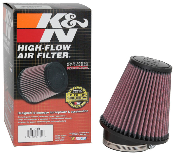 K&N Filter Universal Rubber Filter 3 1/2 inch 10 Degree Flange 5 3/4 inch OD 6 inch Height - Bull Strap