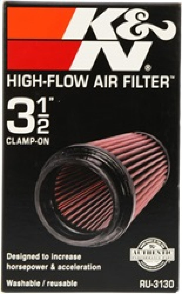 K&N Filter Universal Rubber Filter 3 1/2 inch Flange 4 5/8 inch Base 3 1/2 inch Top 7 inch Height - Bull Strap