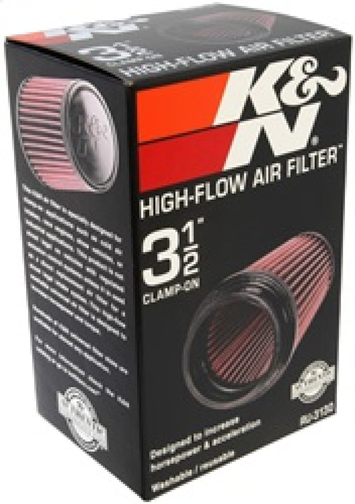 K&N Filter Universal Rubber Filter 3 1/2 inch Flange 4 5/8 inch Base 3 1/2 inch Top 7 inch Height - Bull Strap