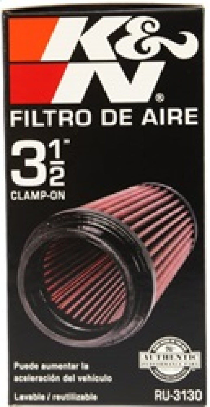 K&N Filter Universal Rubber Filter 3 1/2 inch Flange 4 5/8 inch Base 3 1/2 inch Top 7 inch Height - Bull Strap