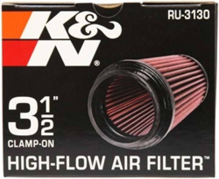 K&N Filter Universal Rubber Filter 3 1/2 inch Flange 4 5/8 inch Base 3 1/2 inch Top 7 inch Height - Bull Strap