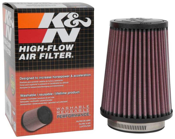 K&N Filter Universal Rubber Filter 3  Flange 4 1/2 Base inch 3 1/2 inch Top 5 3/4 inch Height - Bull Strap