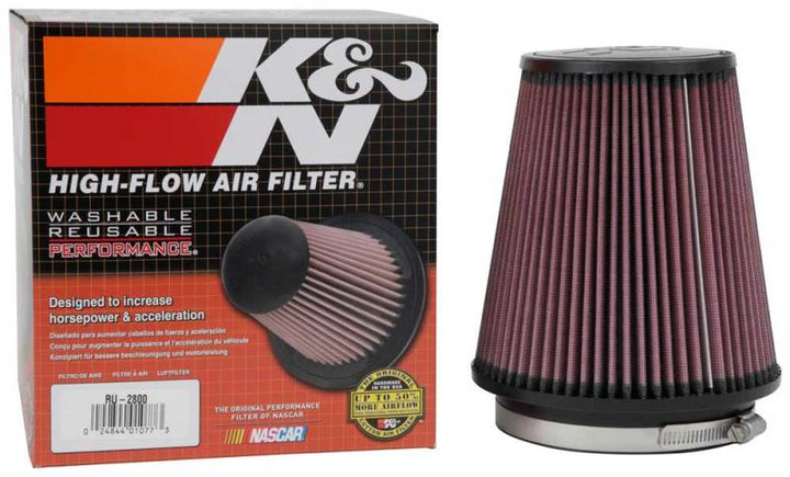 K&N Filter Universal Rubber Filter 5 inch Flange 6 1/2 inch Base 4 3/8 inch Top 7 inch Height - Bull Strap