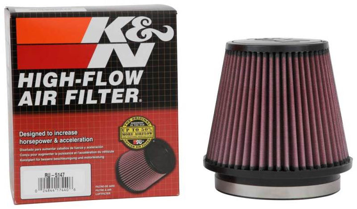 K&N Filter Universal Rubber Filter 5in Flange 6.5in Base 4.5in Top 5.5in Height - Bull Strap