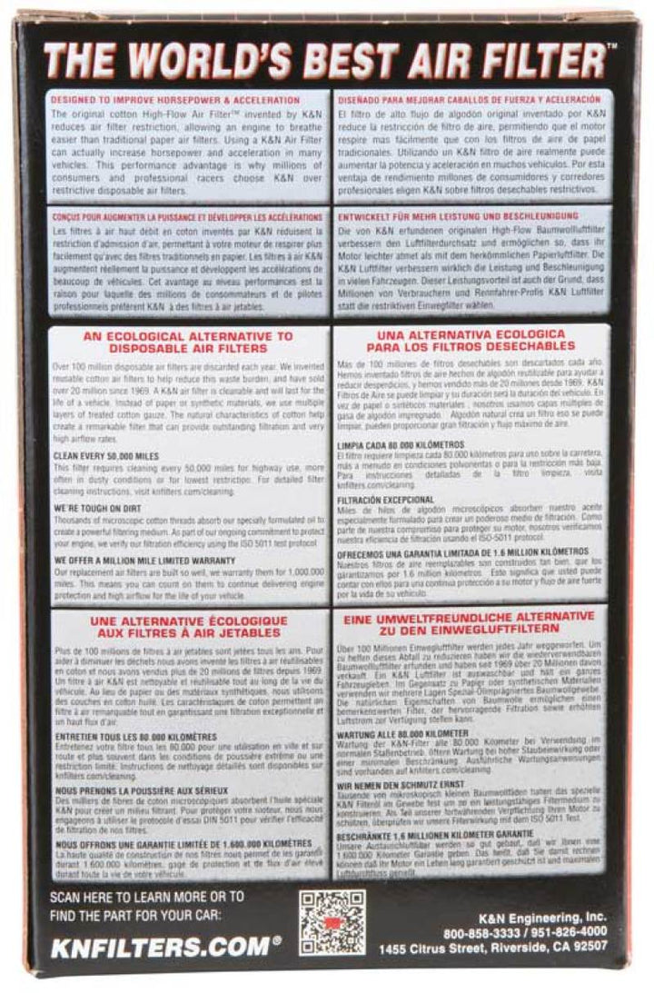 K&N Filter Universal Rubber Filter - Round Straight 3.5in Base OD x 3.5in Top OD x 5in H - Bull Strap