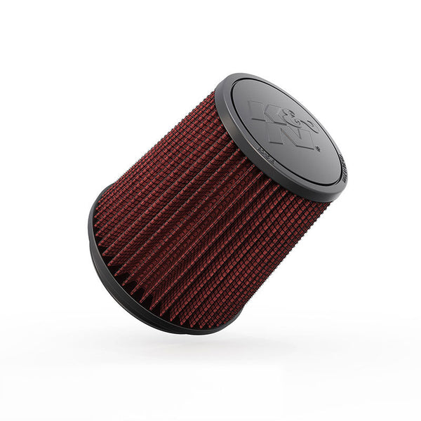 K&N Filter Universal Rubber Filter Round Tapered 4.5in  Flange 5.875in Base 4.5 inch Top 6in  Height - Bull Strap