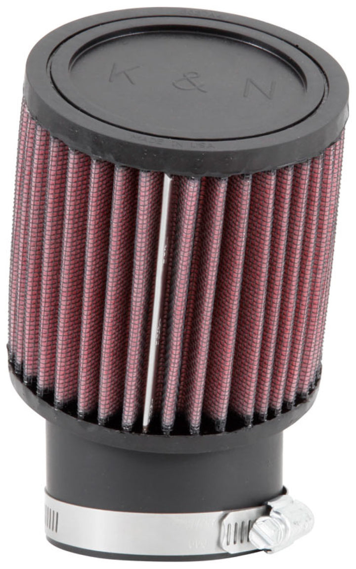 K&N Filter Universal Rubber Round Straight Filter 20 Deg Angled 2-7/16in Flange 3-3/4in OD 4in H - Bull Strap