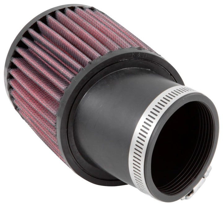 K&N Filter Universal Rubber Round Straight Filter 20 Deg Angled 2-7/16in Flange 3-3/4in OD 4in H - Bull Strap