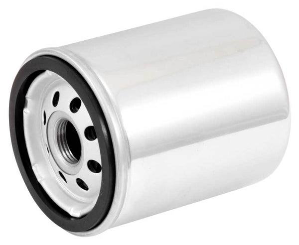 K&N Harley Davidson 3in OD x 4.063in H Chrome Oil Filter - Bull Strap