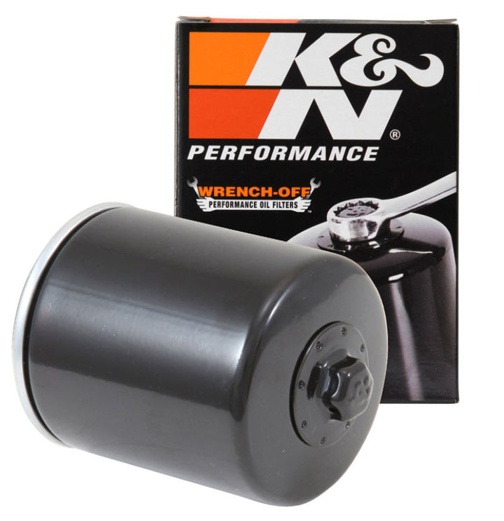 K&N Harley Davidson / Buell 3in OD x 4.063in H Black Oil Filter - Bull Strap
