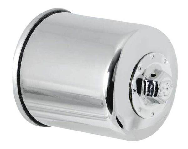 K&N Honda / Kawasaki / Yamaha / Polaris / Victory 2.688in OD x 3.344in H Oil Filter - Chrome - Bull Strap