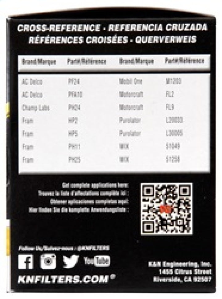 K&N Oil Filter OIL FILTER; AUTOMOTIVE - Bull Strap