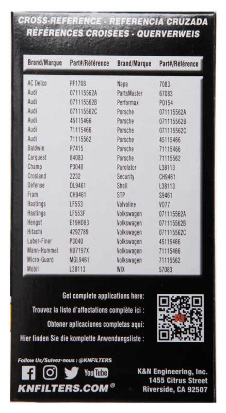 K&N Performance Oil Filter for 03-14 Volkswagen Jetta - Bull Strap