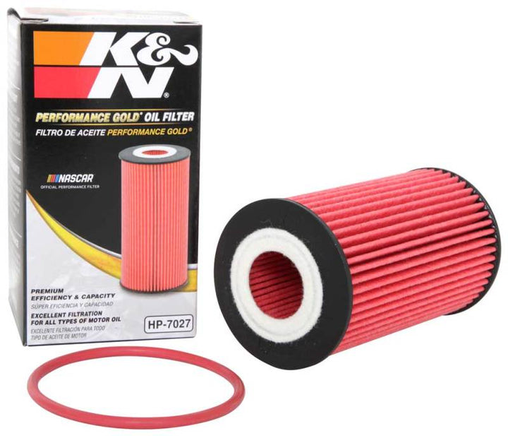 K&N Performance Oil Filter for 09-19 GM 1.4L / 1.6L / 1.8L w/ Hengst Filter Housing - Bull Strap