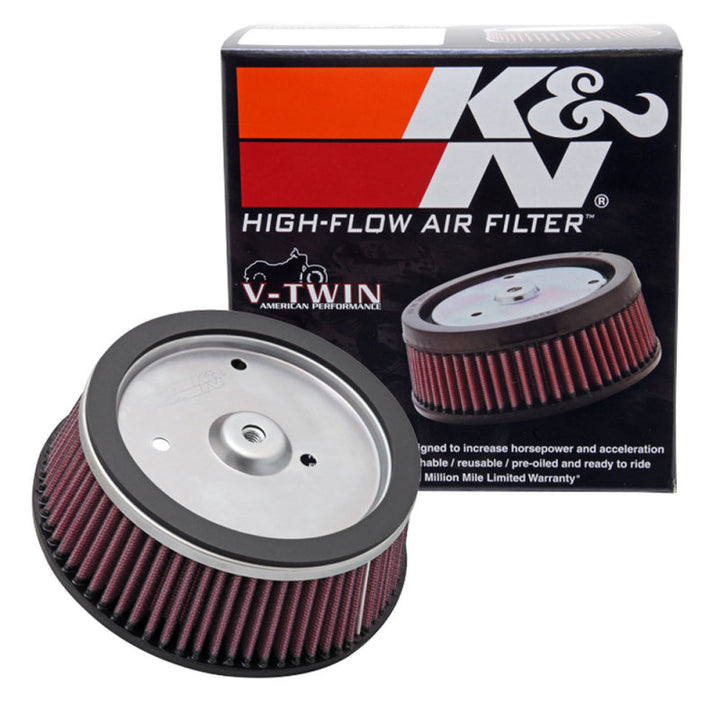 K&N Round Tapered 6.25in Base OD x 5.5in Top OD x 2.125in H Replacement Filter for Harley Davidson - Bull Strap