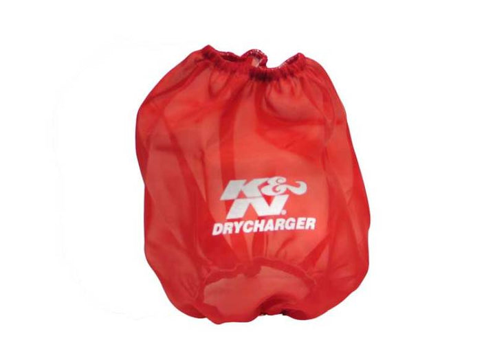 K&N Round Tapered Drycharger Air Filter Wrap Red 7.5in Base ID x 5in Top ID x 7.5in H - Bull Strap
