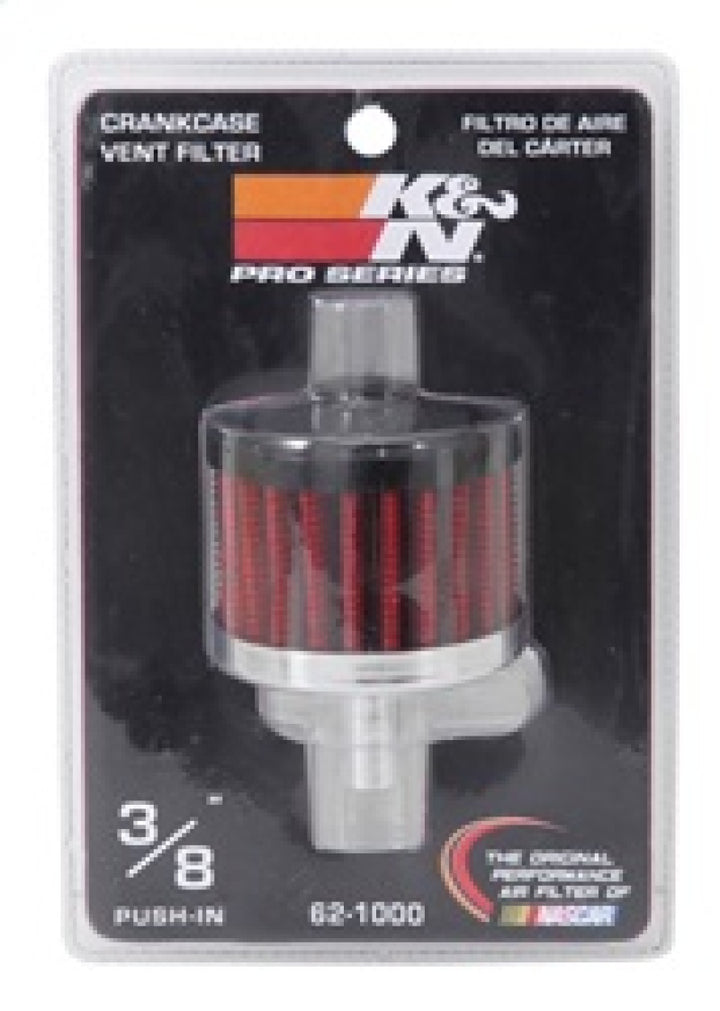 K&N Steel Base Crankcase Vent Filter 0.375in Vent OD x 2in OD x 1.5in Height - Bull Strap