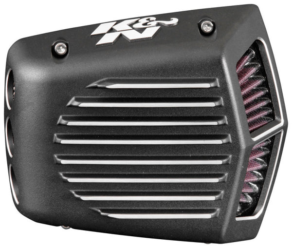 K&N Street Metal Intake System for 01-16 Harley-Davidson Softail/Dyna - Shaker Black - Bull Strap