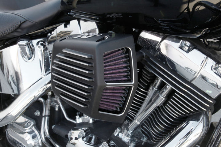 K&N Street Metal Intake System for 01-16 Harley-Davidson Softail/Dyna - Shaker Black - Bull Strap