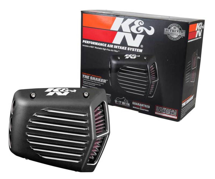 K&N Street Metal Intake System for 01-16 Harley-Davidson Softail/Dyna - Shaker Black - Bull Strap