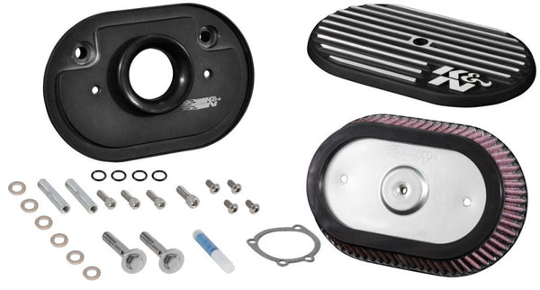 K&N Street Metal Intake System for 02-06 Harley-Davidson Road King F/I 88cl Side Draft Dyna/Softail - Bull Strap