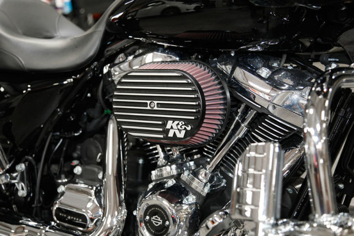 K&N Street Metal Intake System for 02-06 Harley-Davidson Road King F/I 88cl Side Draft Dyna/Softail - Bull Strap