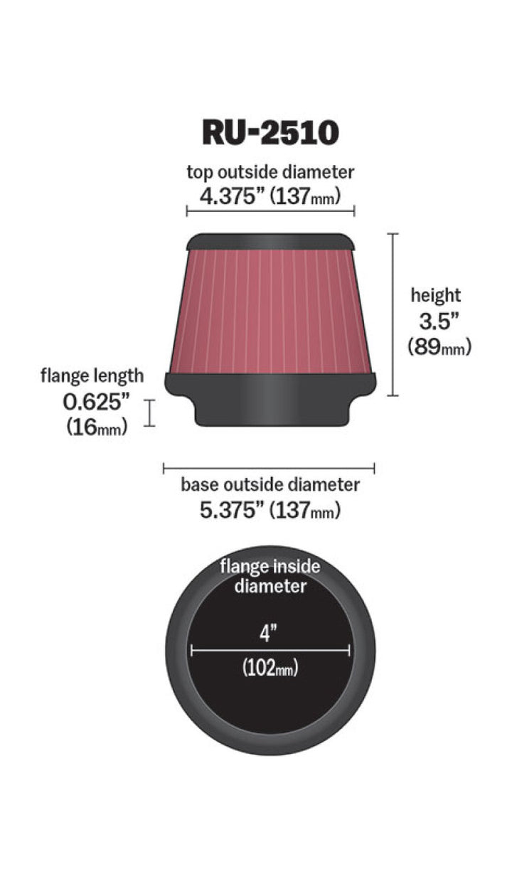 K&N Universal 4 Inch Filter - Bull Strap