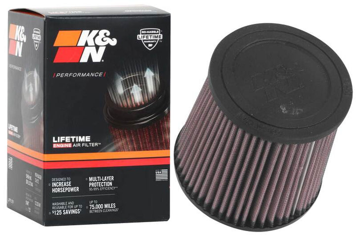 K&N Universal Air Filter 4in Flange / 5-3/8 in Base / 4-1/2in Top / 5in Height - Bull Strap