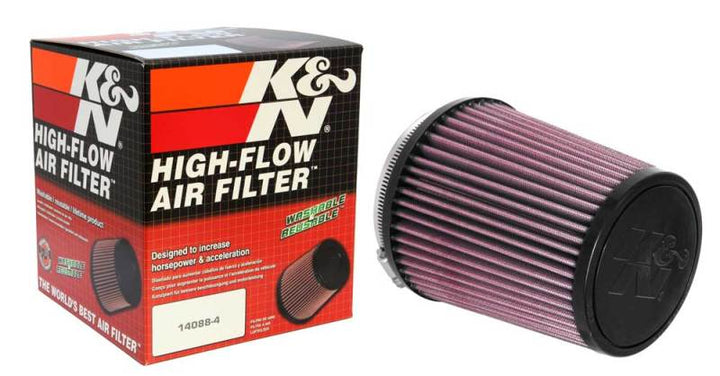 K&N Universal Air Filter 4in Flange / 5-3/8in Base / 4-1/2in Top / 6in Height - Bull Strap