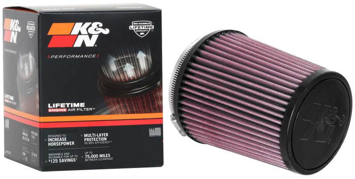K&N Universal Air Filter 4in Flange / 5-3/8in Base / 4-1/2in Top / 6in Height - Bull Strap